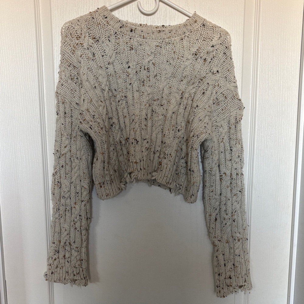 ZARA Speckled Cream Knit Sweater: size 13-14